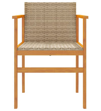 Gartenstühle 2 Stk. Beige Poly Rattan und Massivholz