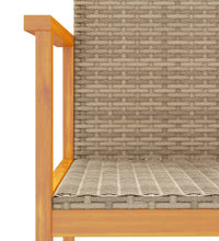 Gartenstühle 2 Stk. Beige Poly Rattan und Massivholz