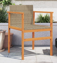 Gartenstühle 2 Stk. Beige Poly Rattan und Massivholz