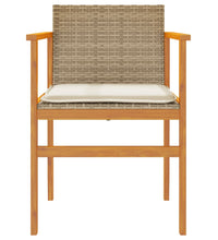 Gartenstühle mit Kissen 2 Stk. Beige Poly Rattan Massivholz