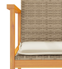 Gartenstühle mit Kissen 2 Stk. Beige Poly Rattan Massivholz