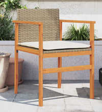 Gartenstühle mit Kissen 2 Stk. Beige Poly Rattan Massivholz