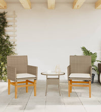 Gartenstühle mit Kissen 2 Stk. Beige Poly Rattan Massivholz