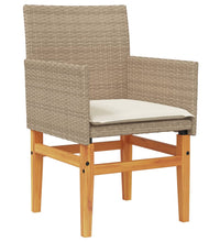 Gartenstühle mit Kissen 2 Stk. Beige Poly Rattan Massivholz