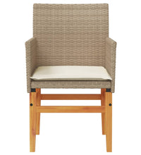 Gartenstühle mit Kissen 2 Stk. Beige Poly Rattan Massivholz