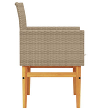 Gartenstühle mit Kissen 2 Stk. Beige Poly Rattan Massivholz