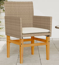 Gartenstühle mit Kissen 2 Stk. Beige Poly Rattan Massivholz