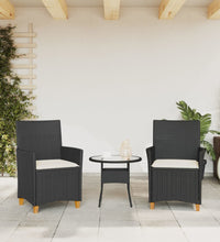 Gartenstühle mit Kissen 2 Stk. Schwarz Poly Rattan Massivholz