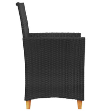 Gartenstühle mit Kissen 2 Stk. Schwarz Poly Rattan Massivholz