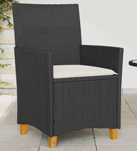 Gartenstühle mit Kissen 2 Stk. Schwarz Poly Rattan Massivholz