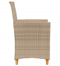 Gartenstühle mit Kissen 2 Stk. Beige Poly Rattan Massivholz