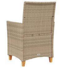 Gartenstühle mit Kissen 2 Stk. Beige Poly Rattan Massivholz