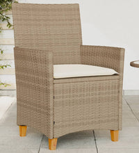 Gartenstühle mit Kissen 2 Stk. Beige Poly Rattan Massivholz