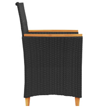 Gartenstühle mit Kissen 2 Stk. Schwarz Poly Rattan Massivholz