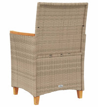 Gartenstühle mit Kissen 2 Stk. Beige Poly Rattan Massivholz