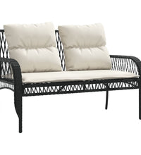 4-tlg. Garten-Sofagarnitur mit Kissen Schwarz Poly Rattan