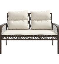 4-tlg. Garten-Sofagarnitur mit Kissen Braun Poly Rattan