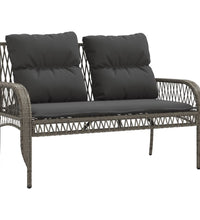 4-tlg. Garten-Sofagarnitur mit Kissen Grau Poly Rattan