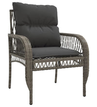 4-tlg. Garten-Sofagarnitur mit Kissen Grau Poly Rattan