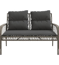 4-tlg. Garten-Sofagarnitur mit Kissen Grau Poly Rattan