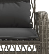 4-tlg. Garten-Sofagarnitur mit Kissen Grau Poly Rattan