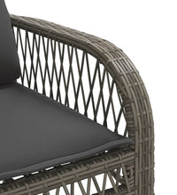 4-tlg. Garten-Sofagarnitur mit Kissen Grau Poly Rattan