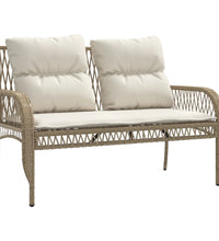 4-tlg. Garten-Sofagarnitur mit Kissen Beige Poly Rattan