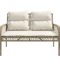 4-tlg. Garten-Sofagarnitur mit Kissen Beige Poly Rattan