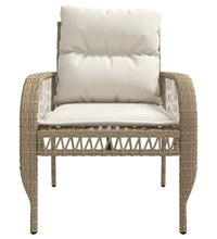 4-tlg. Garten-Sofagarnitur mit Kissen Beige Poly Rattan