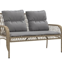 4-tlg. Garten-Sofagarnitur mit Kissen Beige Poly Rattan