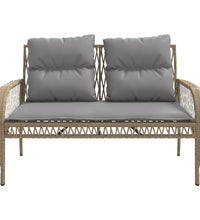 4-tlg. Garten-Sofagarnitur mit Kissen Beige Poly Rattan