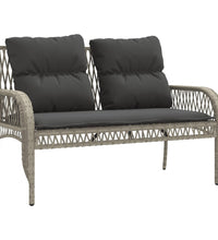 4-tlg. Garten-Sofagarnitur mit Kissen Hellgrau Poly Rattan