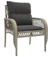 4-tlg. Garten-Sofagarnitur mit Kissen Hellgrau Poly Rattan