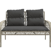 4-tlg. Garten-Sofagarnitur mit Kissen Hellgrau Poly Rattan