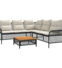 2-tlg. Garten-Sofagarnitur mit Auflagen Schwarz Poly Rattan