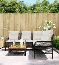 2-tlg. Garten-Sofagarnitur mit Auflagen Schwarz Poly Rattan