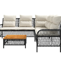 2-tlg. Garten-Sofagarnitur mit Auflagen Schwarz Poly Rattan