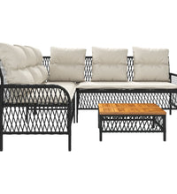 2-tlg. Garten-Sofagarnitur mit Auflagen Schwarz Poly Rattan