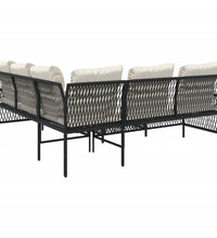 2-tlg. Garten-Sofagarnitur mit Auflagen Schwarz Poly Rattan