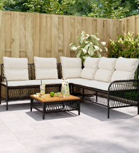 2-tlg. Garten-Sofagarnitur mit Auflagen Schwarz Poly Rattan