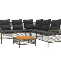 2-tlg. Garten-Sofagarnitur mit Auflagen Poly Rattan Grau