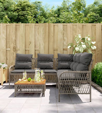 2-tlg. Garten-Sofagarnitur mit Auflagen Poly Rattan Grau