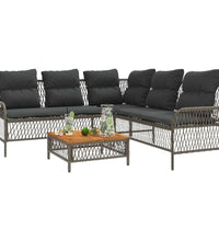 2-tlg. Garten-Sofagarnitur mit Auflagen Poly Rattan Grau