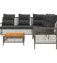 2-tlg. Garten-Sofagarnitur mit Auflagen Poly Rattan Grau