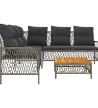 2-tlg. Garten-Sofagarnitur mit Auflagen Poly Rattan Grau