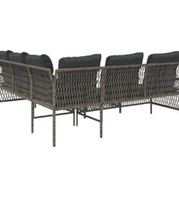 2-tlg. Garten-Sofagarnitur mit Auflagen Poly Rattan Grau