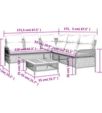 2-tlg. Garten-Sofagarnitur mit Auflagen Poly Rattan Grau