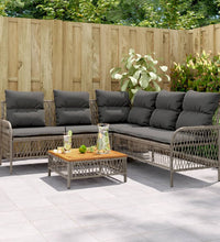 2-tlg. Garten-Sofagarnitur mit Auflagen Poly Rattan Grau