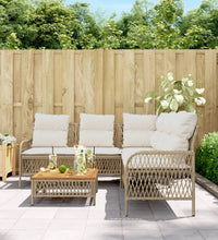 2-tlg. Garten-Sofagarnitur mit Kissen Beige Poly Rattan