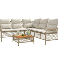 2-tlg. Garten-Sofagarnitur mit Kissen Beige Poly Rattan